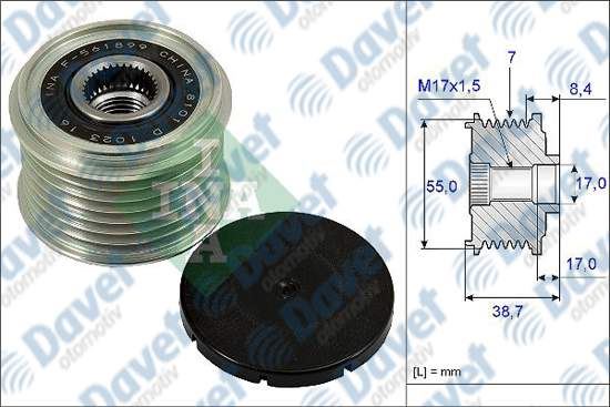 INA 535023910 Alternator Kasnagi Nissan Np300 Navara 15> 2.3dci Pathfinder Iii 10> 3.0dci Qashqai 1.6 07-13